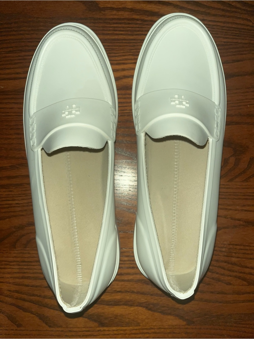 Tory Burch off-white water proof loafers